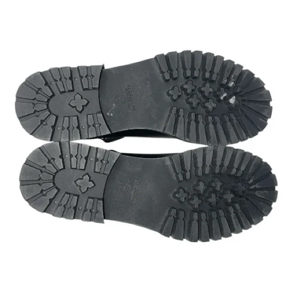 All Saints Black Leather Franka Lug Sole Combat Boots Sz 10/40 - Picture 5 of 6